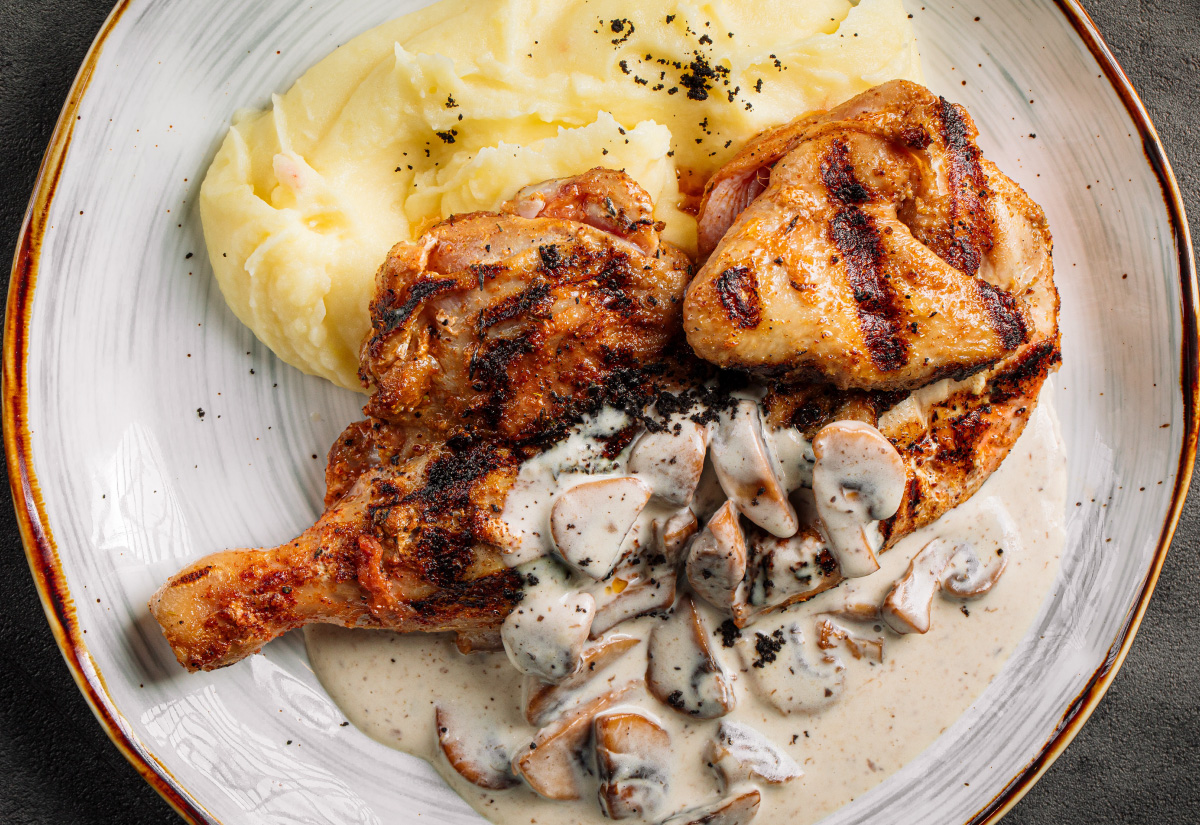Pollo en Salsa de Champiñones