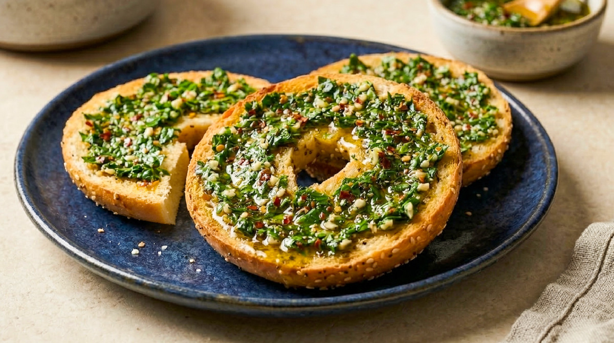 Aprende a preparar Bagels con Chimichurri